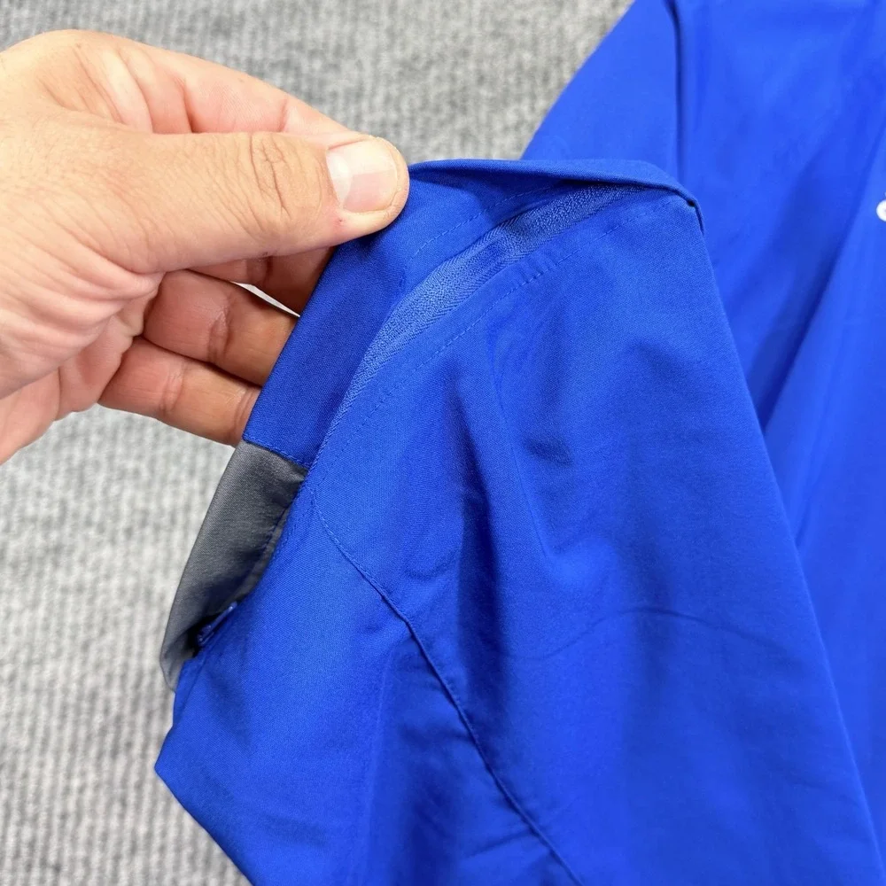 Adidas Jacket Mens Large Blue Gray 1/4 Zip Golf Windbreaker Lined Lightweight